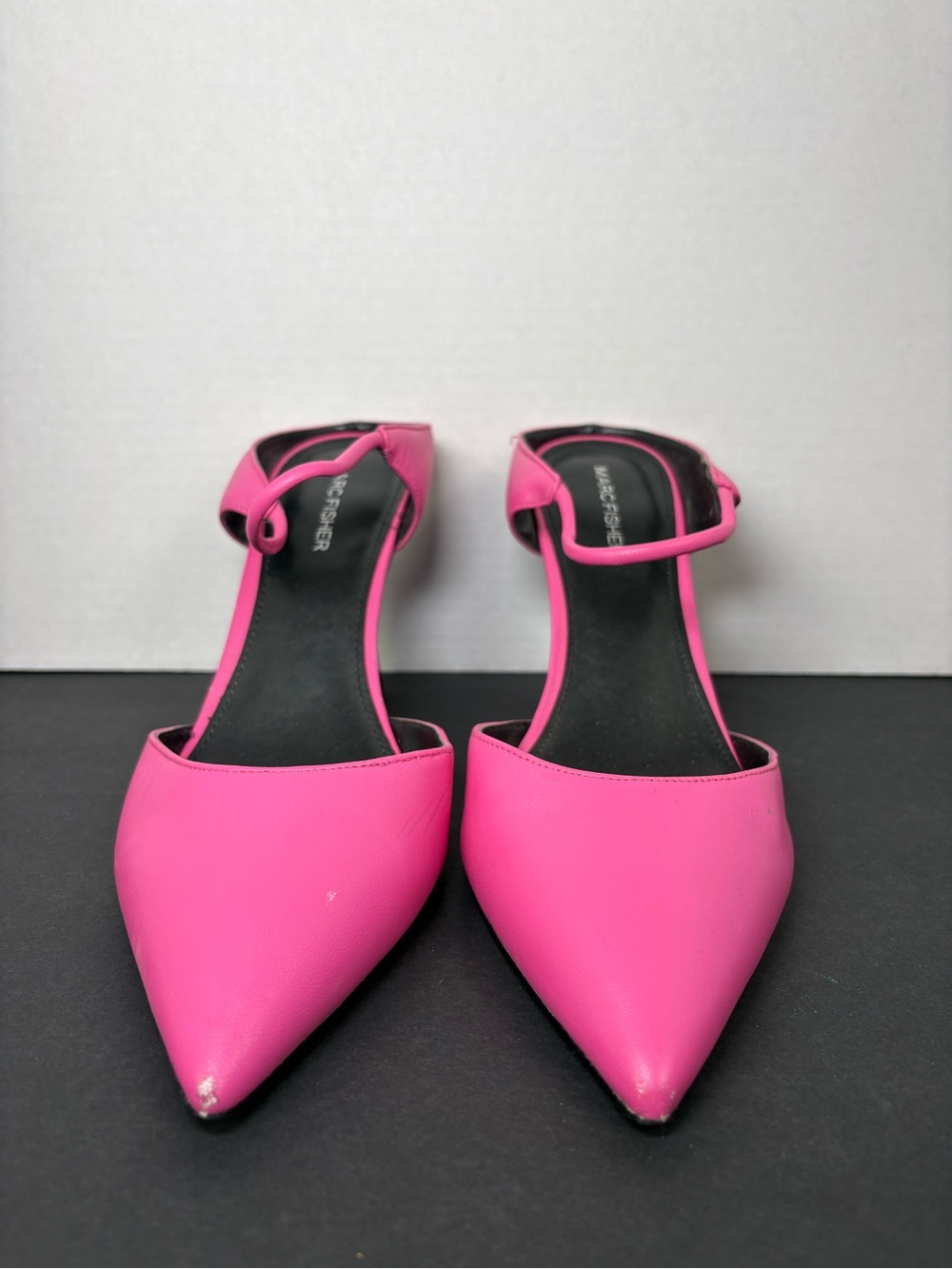Marc Fisher Hot Pink Pointed-Toe Ankle-Strap Mules